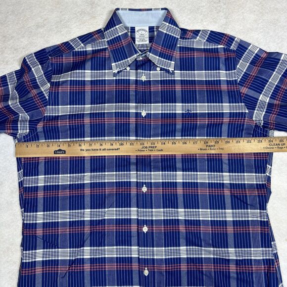 Brooks Brothers Men's L Regent Fit Non-Iron Blue Plaid Cotton Business Casual - Picture 6 of 12